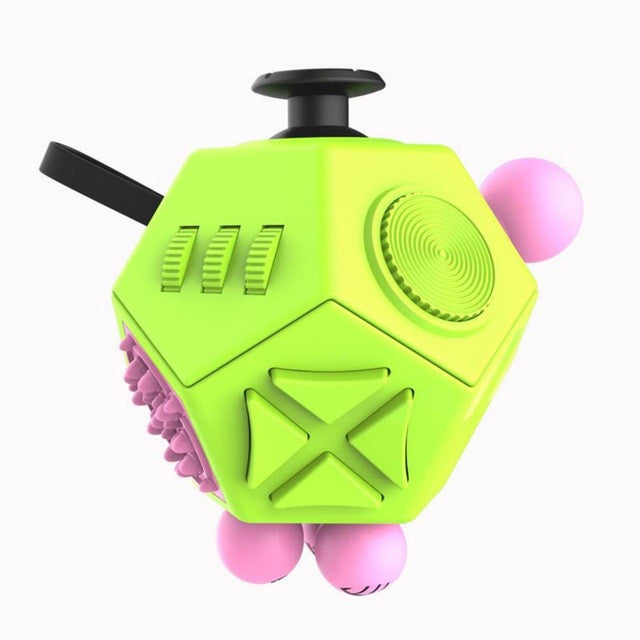 12-Sided Fidget Cube - Green/Pink - Fidgetys Co.
